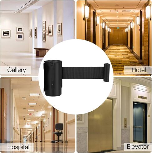 Flexzion Crowd Control Retractable Belt Barrier - 10Ft 3m Wall Mounted Safety Barrier Belt, Queue Line Dividers with Slow-Retract Nylon Rope Belt & Sturdy Steel Black Case for Indoor/Outdoor, 2 Pack in Saudi Arabia