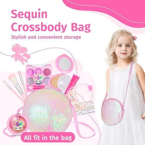 مجموعة مكياج تظاهرية للفتيات، مجموعة مكياج للأطفال للفتيات، مكياج للعب للفتيات الصغيرات، مجموعة مكياج تظاهرية للأطفال الصغار، مجموعة مكياج للأطفال، هدية للفتيات الصغيرات لعيد الميلاد، مع حقيبة للفتيات الصغيرات بعمر 3 سنوات فما فوق (41 قطعة in Kuwait
