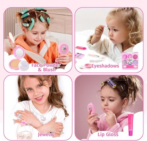 مجموعة مكياج تظاهرية للفتيات، مجموعة مكياج للأطفال للفتيات، مكياج للعب للفتيات الصغيرات، مجموعة مكياج تظاهرية للأطفال الصغار، مجموعة مكياج للأطفال، هدية للفتيات الصغيرات لعيد الميلاد، مع حقيبة للفتيات الصغيرات بعمر 3 سنوات فما فوق (41 قطعة in Kuwait