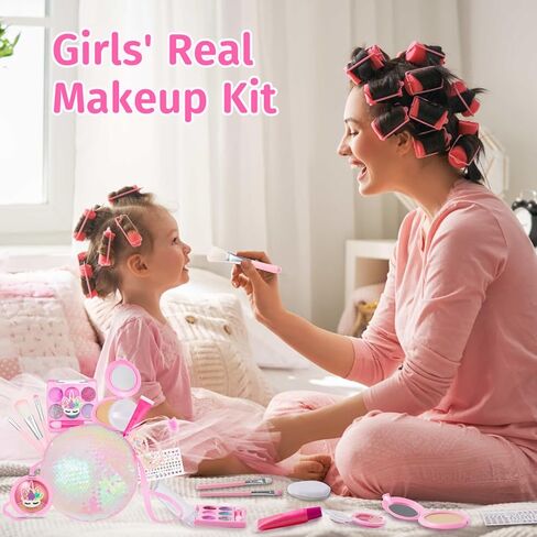 مجموعة مكياج تظاهرية للفتيات، مجموعة مكياج للأطفال للفتيات، مكياج للعب للفتيات الصغيرات، مجموعة مكياج تظاهرية للأطفال الصغار، مجموعة مكياج للأطفال، هدية للفتيات الصغيرات لعيد الميلاد، مع حقيبة للفتيات الصغيرات بعمر 3 سنوات فما فوق (41 قطعة in Kuwait