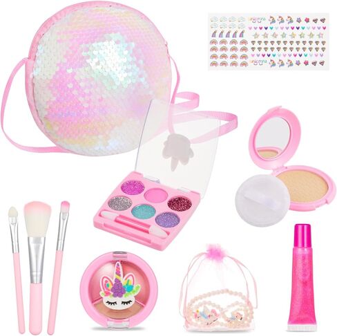 مجموعة مكياج تظاهرية للفتيات، مجموعة مكياج للأطفال للفتيات، مكياج للعب للفتيات الصغيرات، مجموعة مكياج تظاهرية للأطفال الصغار، مجموعة مكياج للأطفال، هدية للفتيات الصغيرات لعيد الميلاد، مع حقيبة للفتيات الصغيرات بعمر 3 سنوات فما فوق (41 قطعة in Kuwait
