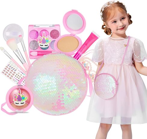 مجموعة مكياج تظاهرية للفتيات، مجموعة مكياج للأطفال للفتيات، مكياج للعب للفتيات الصغيرات، مجموعة مكياج تظاهرية للأطفال الصغار، مجموعة مكياج للأطفال، هدية للفتيات الصغيرات لعيد الميلاد، مع حقيبة للفتيات الصغيرات بعمر 3 سنوات فما فوق (41 قطعة in Kuwait