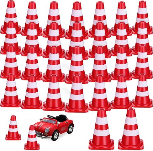 Alipis Road Cone Mini Roadblock Cake Topper Small Construction Cones Red Traffic Signs Safety Traffic Cone Cake Topper 30pcs in Saudi Arabia