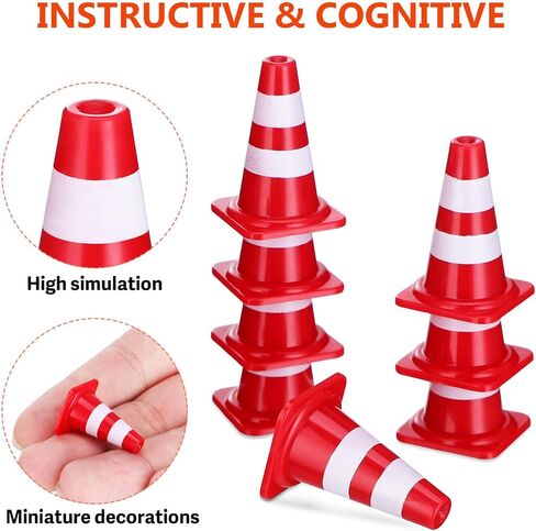 Alipis Road Cone Mini Roadblock Cake Topper Small Construction Cones Red Traffic Signs Safety Traffic Cone Cake Topper 30pcs in Saudi Arabia