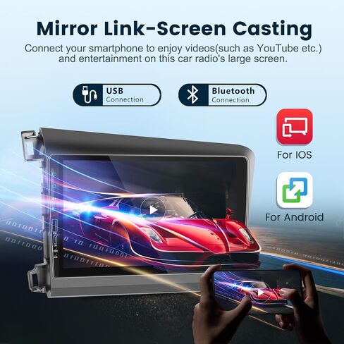 for Honda Civic 2012-2015 Android Car Stereo with Wireless Carplay Android Auto, 9 Inch Touch Screen Bluetooth Car Radio Support GPS Navigation WiFi HiFi Audio FM SWC USB + HD Backup Camera in Saudi Arabia