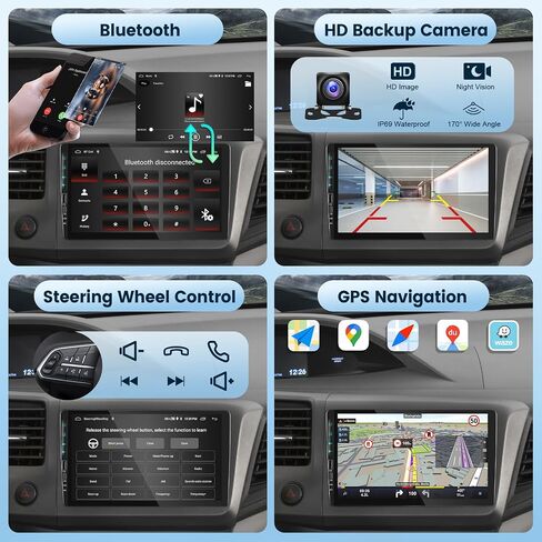for Honda Civic 2012-2015 Android Car Stereo with Wireless Carplay Android Auto, 9 Inch Touch Screen Bluetooth Car Radio Support GPS Navigation WiFi HiFi Audio FM SWC USB + HD Backup Camera in Saudi Arabia