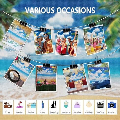 Humkat Hawaiian Beach Ocean Backdrop, 7X5FT Cloth Fabric Summer Tropical Party Background for Indoor and Outdoor Decoration, Palm Tree Sea Backdrop Banner for Photoshoot, Reusable and Washable in Kuwait