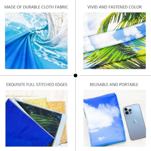 Humkat Hawaiian Beach Ocean Backdrop, 7X5FT Cloth Fabric Summer Tropical Party Background for Indoor and Outdoor Decoration, Palm Tree Sea Backdrop Banner for Photoshoot, Reusable and Washable in Kuwait