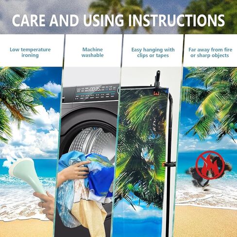 Humkat Hawaiian Beach Ocean Backdrop, 7X5FT Cloth Fabric Summer Tropical Party Background for Indoor and Outdoor Decoration, Palm Tree Sea Backdrop Banner for Photoshoot, Reusable and Washable in Kuwait