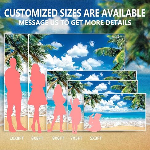 Humkat Hawaiian Beach Ocean Backdrop, 7X5FT Cloth Fabric Summer Tropical Party Background for Indoor and Outdoor Decoration, Palm Tree Sea Backdrop Banner for Photoshoot, Reusable and Washable in Kuwait