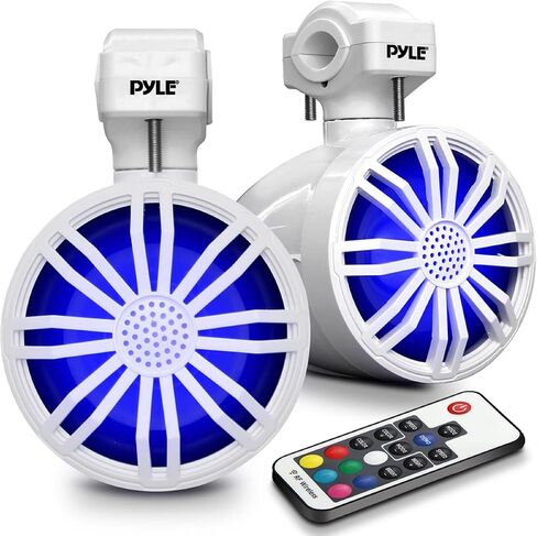 Pyle Bluetooth Waterproof Off-Road Speakers - 3.5" 40W Marine Grade Woofer Sound System w/RGB Light, Full Range Outdoor Audio Stereo Speaker for Motorcycle, ATV, Jeep, Boat, Includes Brackets (Black) in Saudi Arabia