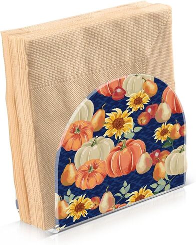 Autumn Pumpkins Napkin Holder for Table Freestanding Tissue Dispenser Acrylic Blue Cloth Napkin Holders for Kitchen Countertop Home in Saudi Arabia