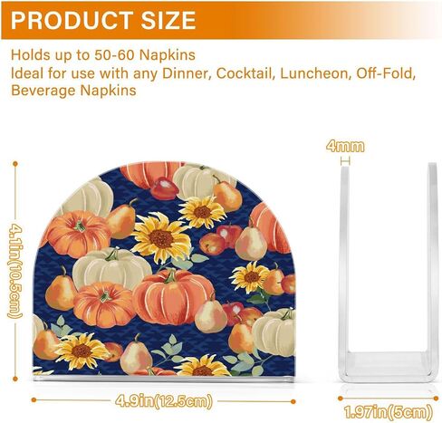 Autumn Pumpkins Napkin Holder for Table Freestanding Tissue Dispenser Acrylic Blue Cloth Napkin Holders for Kitchen Countertop Home in Saudi Arabia
