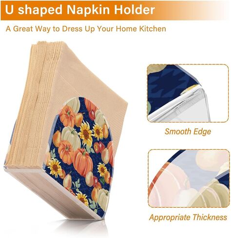 Autumn Pumpkins Napkin Holder for Table Freestanding Tissue Dispenser Acrylic Blue Cloth Napkin Holders for Kitchen Countertop Home in Saudi Arabia