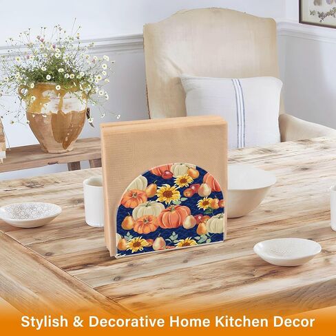 Autumn Pumpkins Napkin Holder for Table Freestanding Tissue Dispenser Acrylic Blue Cloth Napkin Holders for Kitchen Countertop Home in Saudi Arabia