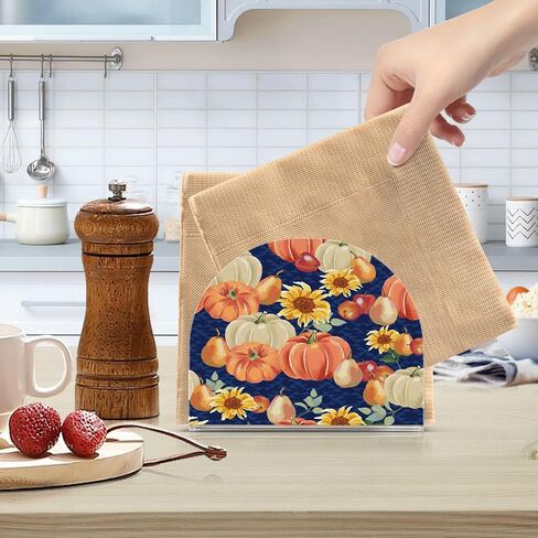 Autumn Pumpkins Napkin Holder for Table Freestanding Tissue Dispenser Acrylic Blue Cloth Napkin Holders for Kitchen Countertop Home in Saudi Arabia