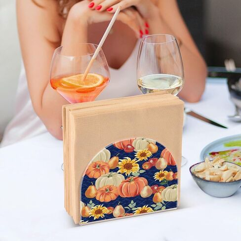 Autumn Pumpkins Napkin Holder for Table Freestanding Tissue Dispenser Acrylic Blue Cloth Napkin Holders for Kitchen Countertop Home in Saudi Arabia