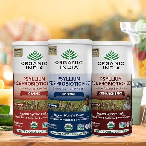 ORGANIC INDIA Psyllium Husk Pre & Probiotic Fiber - Psyllium Husk Powder, Keto, Paleo, Vegan, Gluten Free, Dietary Fiber Power, Psyllium Husk Whole - Original Flavor, 10 Oz Bag in Kuwait