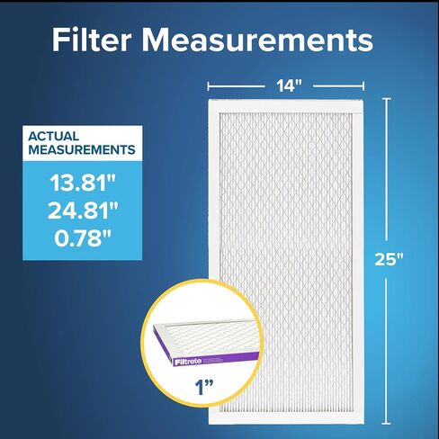 Filtrete 14x25x1 AC Furnace Air Filter, MERV 12, MPR 1500, CERTIFIED asthma & allergy friendly, 3 Month Pleated 1-Inch Electrostatic Air Cleaning Filter, 4-Pack (Actual Size 13.81x24.81x0.78 in) in Saudi Arabia