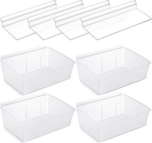 8 Pcs Plastic Slatwall Bins Set, Plastic Slatwall Shelves and Slatwall Storage Bins for Slatwall Organizer Slatwall Containers Garage Accessories for Organizer Garage Storage Room Tool Shed in Saudi Arabia