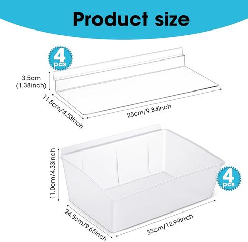 8 Pcs Plastic Slatwall Bins Set, Plastic Slatwall Shelves and Slatwall Storage Bins for Slatwall Organizer Slatwall Containers Garage Accessories for Organizer Garage Storage Room Tool Shed in Saudi Arabia