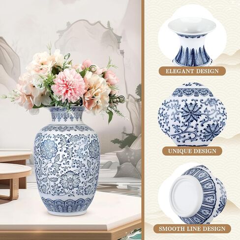 Maxcheck 2 قطعة الخزف الأزرق والأبيض مزهرية 9 بوصة Chinoiserie زهرية خمر السيراميك الشرقية زهرية الصينية اليدوية الكلاسيكية زهرة زهرية ديكور للمنزل مكتب رف الكتب الجدول in Saudi Arabia