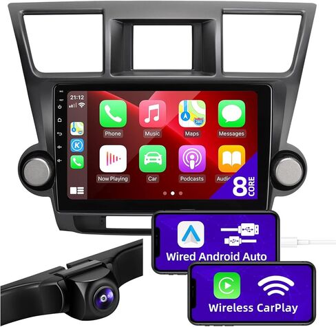 راديو سيارة CGOGC Android 11 متوافق مع Android Auto Wireless Carplay لسيارة Toyota Highlander 2008-2013 1280X720 IPS شاشة تعمل باللمس ستيريو بلوتوث نظام تحديد المواقع العالمي (4G RAM+64G ROM) in Kuwait