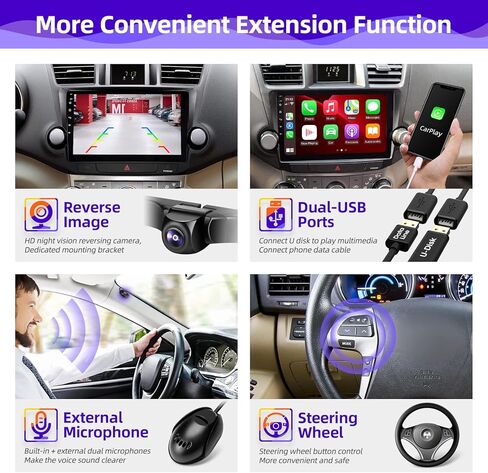 راديو سيارة CGOGC Android 11 متوافق مع Android Auto Wireless Carplay لسيارة Toyota Highlander 2008-2013 1280X720 IPS شاشة تعمل باللمس ستيريو بلوتوث نظام تحديد المواقع العالمي (4G RAM+64G ROM) in Kuwait