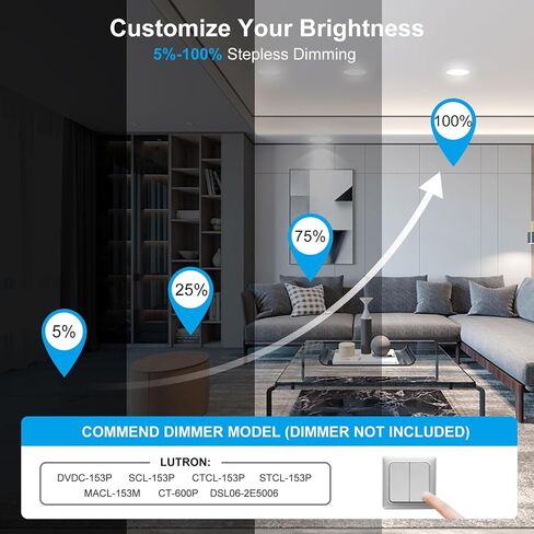 12 حزمة 7 بوصة 3CCT رفيعة للغاية LED غائرة مع صندوق توصيل، 3000K/4500K/6000K قابلة للتحديد، 18W Eqv 125W، إضاءة سفلية قابلة للتعتيم بدون علبة، سطوع عالي 1600LM in Kuwait