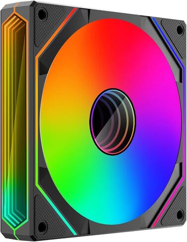Prism 6PRO ARGB Reverse Black Computer Case Fan,Infinite Mirror Light Effect Design Cooling Fan, 120mm CPU Fan PWM 1600RPM 61.5CFM 2MMH20 HDB Bearing for PC Chassis&CPU Cooler&Desktop Case in Saudi Arabia