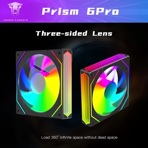 Prism 6PRO ARGB Reverse Black Computer Case Fan,Infinite Mirror Light Effect Design Cooling Fan, 120mm CPU Fan PWM 1600RPM 61.5CFM 2MMH20 HDB Bearing for PC Chassis&CPU Cooler&Desktop Case in Saudi Arabia