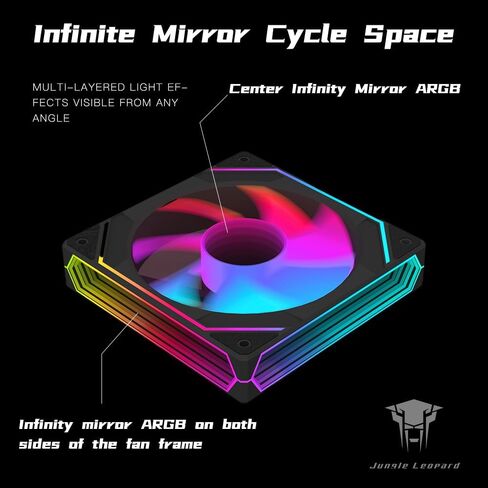 Prism 6PRO ARGB Reverse Black Computer Case Fan,Infinite Mirror Light Effect Design Cooling Fan, 120mm CPU Fan PWM 1600RPM 61.5CFM 2MMH20 HDB Bearing for PC Chassis&CPU Cooler&Desktop Case in Saudi Arabia
