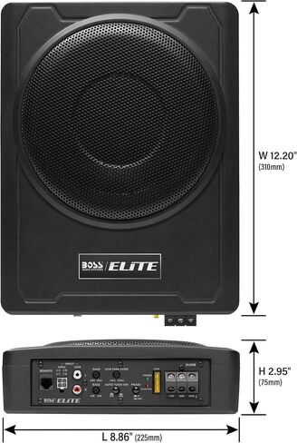 BOSS Audio Systems SLIM10 Elite Series 10 Inch Powered Car Subwoofer - Low Profile, Remote Subwoofer Control, Built in Amp, Under Seat in Kuwait