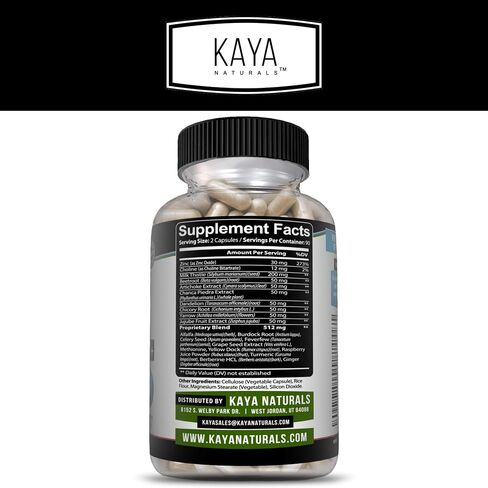 Kaya Naturals Liver Support | Gut Health Supplements for Women and Men | Milk Thistle and Dandelion Root Capsules | Detox Cleanse Liver Supplements with Artichoke Extract and Chicory Root 60 Count in Kuwait