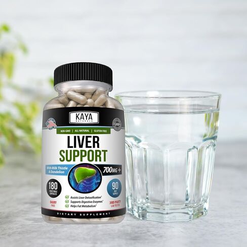 Kaya Naturals Liver Support | Gut Health Supplements for Women and Men | Milk Thistle and Dandelion Root Capsules | Detox Cleanse Liver Supplements with Artichoke Extract and Chicory Root 60 Count in Kuwait