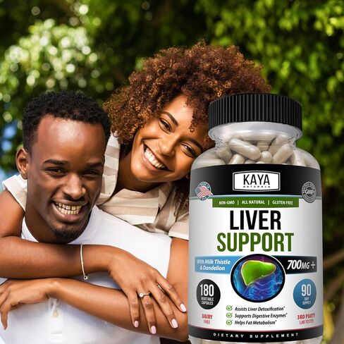 Kaya Naturals Liver Support | Gut Health Supplements for Women and Men | Milk Thistle and Dandelion Root Capsules | Detox Cleanse Liver Supplements with Artichoke Extract and Chicory Root 60 Count in Kuwait