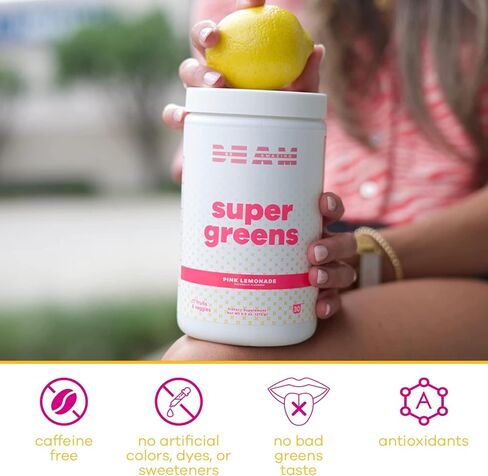 BEAM be Amazing Super Greens Powder with Prebiotics, Digestive Enzymes & Antioxidants | Energy Supplements, 17 Fruits & 8 Veggies | Gluten-Free Juice & Smoothie Mix | Sunny D, 20 Servings, 360 g in Kuwait