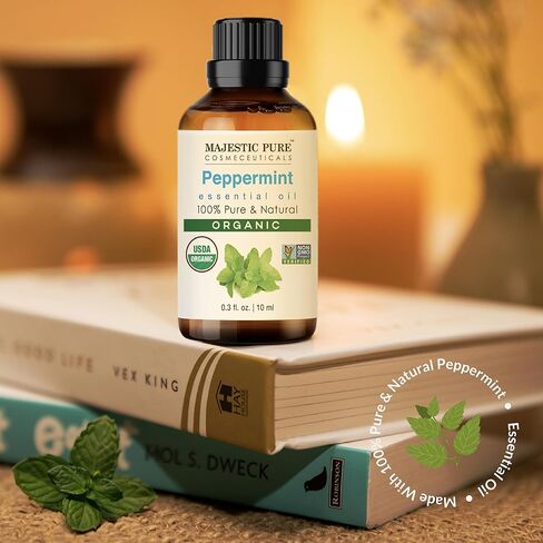 Majestic USDA Organic Lemongrass Essential Oil | 100% Organic Lemon Grass Oil | for Aromatherapy, Skin, Hair, Body, Massage, Diffuser, DIY Recipes| 0.33 fl oz in Kuwait