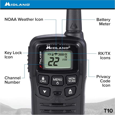 Midland T10 22 Channel FRS Walkie Talkie - Up to 20 Mile Range Two-Way Radio - Black (Pack of 4) in Saudi Arabia