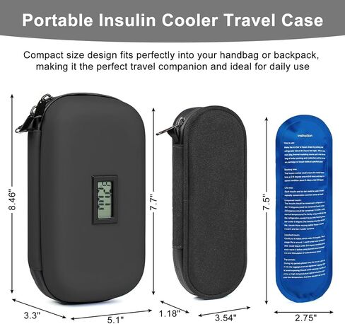 2Pack Premium Insulin Cooler Travel Case, GEAoffice Portable Diabetic Medication Cooler Case for Travel With Thermometer Display, Insulation Refrigerated Insulin Pen Cooler Travel Case With 2 Ice Pack in Saudi Arabia