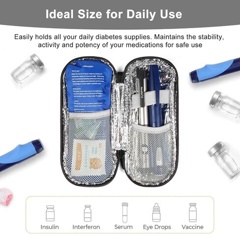 2Pack Premium Insulin Cooler Travel Case, GEAoffice Portable Diabetic Medication Cooler Case for Travel With Thermometer Display, Insulation Refrigerated Insulin Pen Cooler Travel Case With 2 Ice Pack in Saudi Arabia