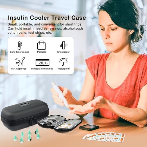 2Pack Premium Insulin Cooler Travel Case, GEAoffice Portable Diabetic Medication Cooler Case for Travel With Thermometer Display, Insulation Refrigerated Insulin Pen Cooler Travel Case With 2 Ice Pack in Saudi Arabia