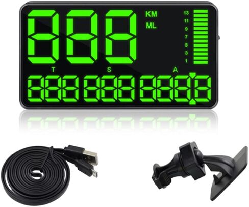5.5" Universal HUD Head Up Display MPH/KMH GPS Digital Speedometer Over Speed Alarm Tired Driving Warning Windshield Project for All Vehicle Bicycle Motorcycle in Saudi Arabia