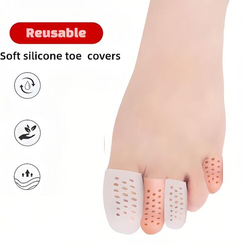 10 Pack Toe Caps and Toe Protectors for Women & Men Silicone Toe Covers Cushions for Pain Relief,Toe Bandages and Sleeves for Ingrown Toenails,Corns,Calluses,Blisters(4L +6 S) (Flesh Color) in Saudi Arabia