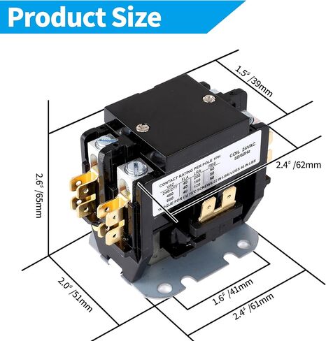 HVAC Motor Contactor,1 Pole Air Conditioner Contactor 40 Amp 24V Coil,Condenser Contactor Compressor Contactor in Saudi Arabia