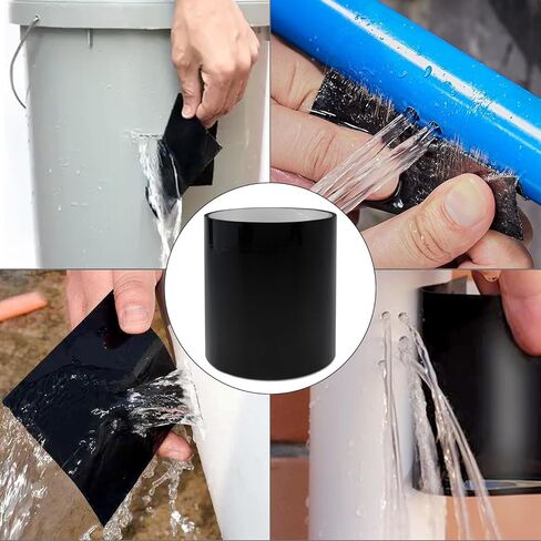 2 قطعة شريط لاصق الثقيلة الأسود 3.94 بوصة x 5ft مقاوم للماء التصحيح شريط عازل لإصلاح الأنابيب/مدخنة/سقف/قارب in Kuwait