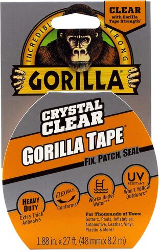 Gorilla Crystal Clear Repair Duct Tape, 1.88" x 9 yd, Clear, (Pack of 12) in Saudi Arabia