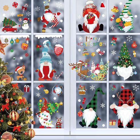 137Pcs Christmas Window Clings Decals Christmas Clings Stickers for Glass Windows Double Sided Static Christmas Window Stickers for Christmas Day Home School Office Decoration in Kuwait
