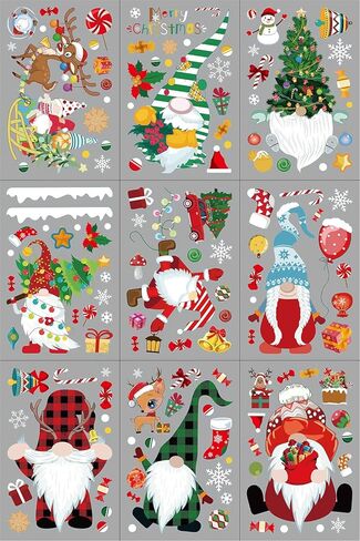 137Pcs Christmas Window Clings Decals Christmas Clings Stickers for Glass Windows Double Sided Static Christmas Window Stickers for Christmas Day Home School Office Decoration in Kuwait
