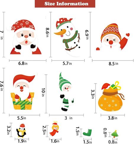 Christmas Window Clings, 9 Sheets Christmas Window Stickers Christmas Window Decals Xmas Window Clings for Glass Gnome Santa Snowman Snow Claus Window Decorations for Home School in Saudi Arabia